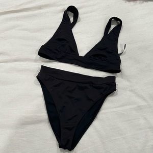 Urban Outfitters Black Deep-V & High-Waisted Bikini